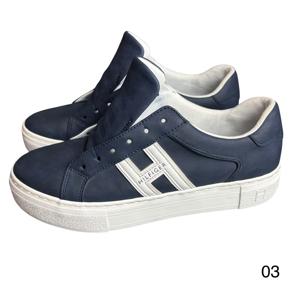 tommy hilfiger womens size 9m navy blue chunky platform casual school sneakers